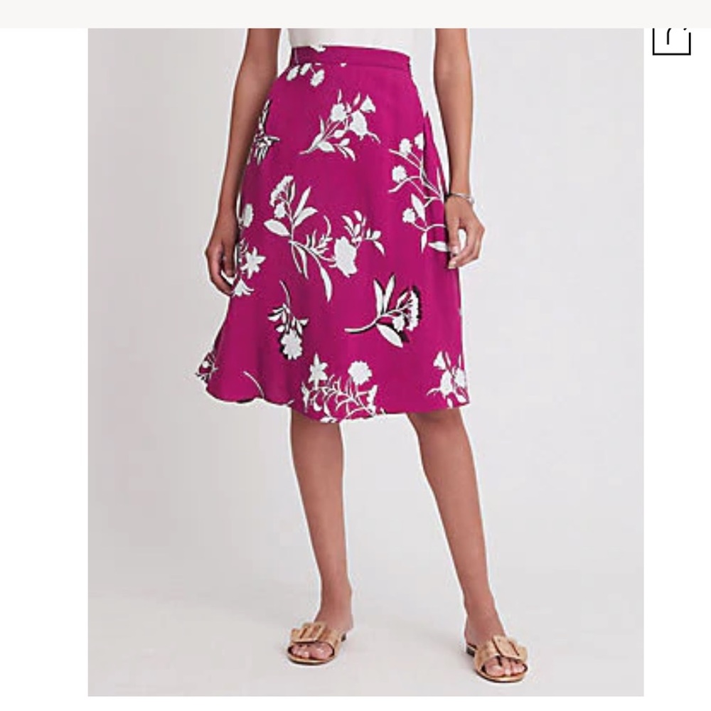 NWOT: Ann Taylor Floral Skirt in Plum